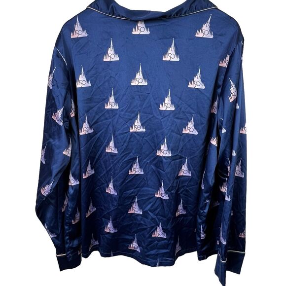 Walt Disney World 50th Anniversary Blue Satin 2 Piece Pajama Set Size 1X - Picture 10 of 16